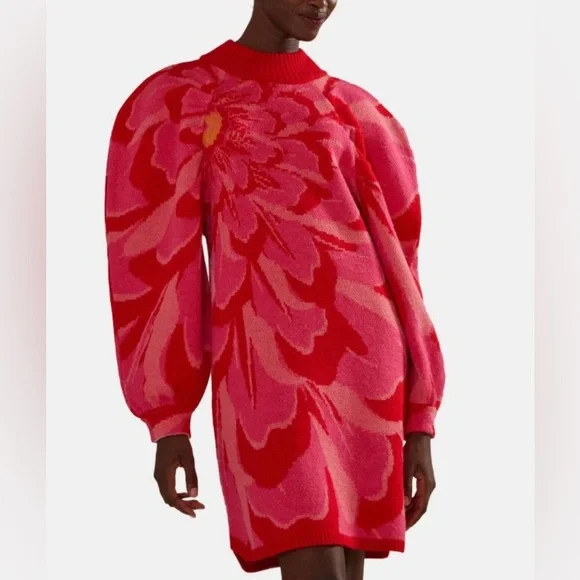 FARM Rio Bold Flowers Knit Mini Dress Large - Picture 3 of 5